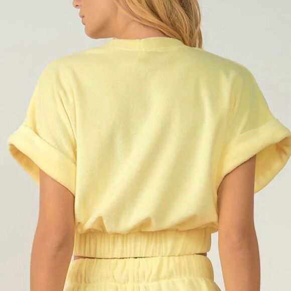 Elan Lenon Custard Yellow Cropped Terry Top Beach Top M - Picture 4 of 12